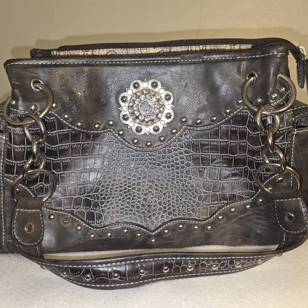 🌟🌟Blazin Roxx Dark Brown Croc-Pattern Shoulder Bag🌟🌟